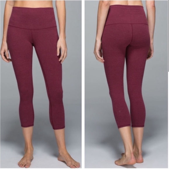 Lululemon Maroon Red Wunder Under Leggings Cotton Crop - Picture 1 of 12